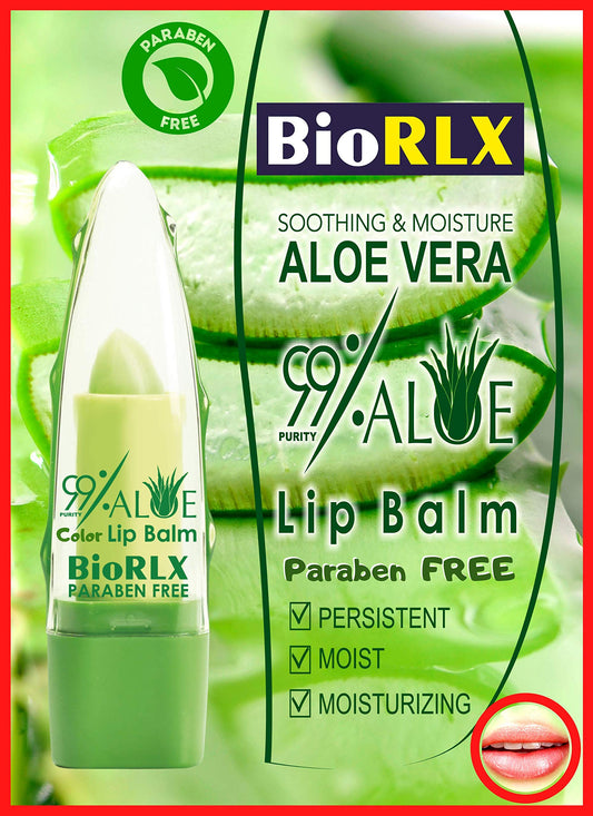BioRLX 99% Purity Aloe Vera Lip Balm with Color, Moisturizing Lip Plumper, Temperature Color Change, Lipstick Long Lasting, Nutritious Aloe Vera for Female (One Lip Balm, Tinted)