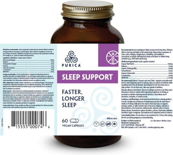 PURICA Vegan Sleep Support Supplement - 60 Capsules with Organic Ashwagandha & Reishi Mushroom - Image 9