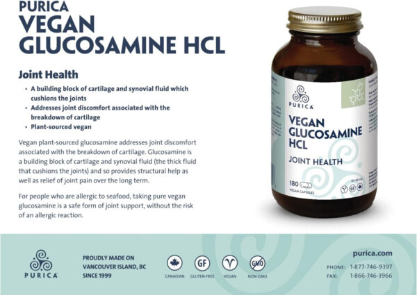 PURICA - Vegan Glucosamine HCL, 180 Capsules - Supports and Maintains Cartilage Health - Key Factor in Overall Joint Health and Mobility - Image 4