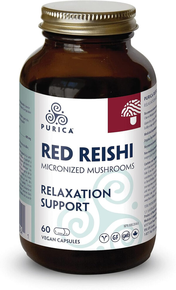 PURICA - Red Reishi - Micronized Mushrooms - Relaxation Support (60 Count (Pack of 1))