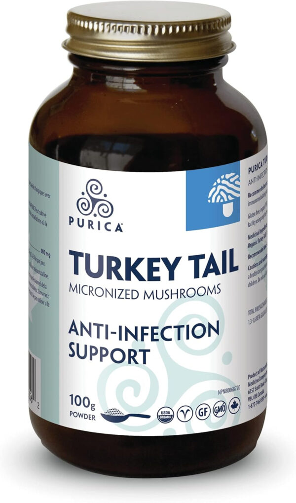 PURICA Turkey Tail (Coriolus) Powder - Organic Turkey Tail Mushroom Supplement - 100g