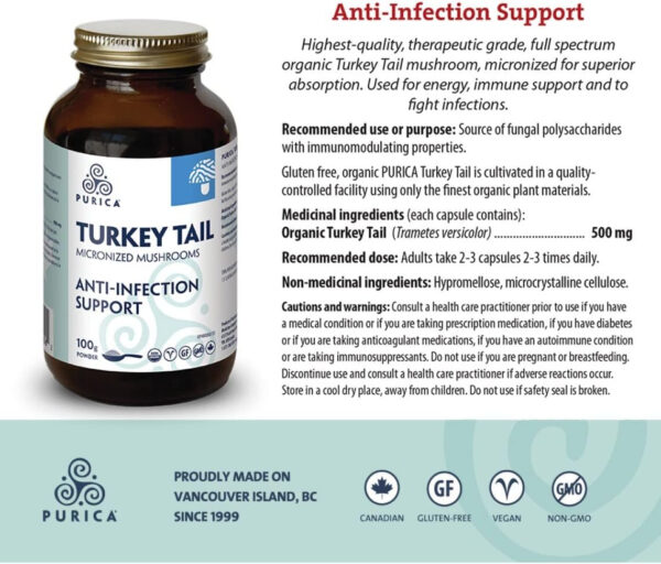 PURICA Turkey Tail (Coriolus) Powder - Organic Turkey Tail Mushroom Supplement - 100g - Image 4
