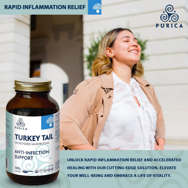 PURICA Turkey Tail (Coriolus) Powder - Organic Turkey Tail Mushroom Supplement - 100g - Image 6