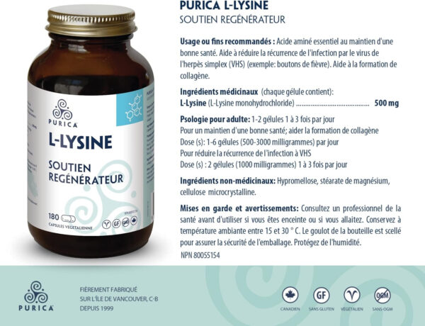 PURICA - L-Lysine - 180 capsules - Image 7