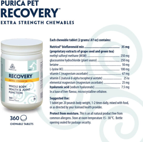 PURICA Pet Recovery Extra Strength - Advanced Joint Function Supplement for Dogs & Cats, Supports Hip & Joint Care, Improves Playfulness and overall Health, 360 Count - Image 5