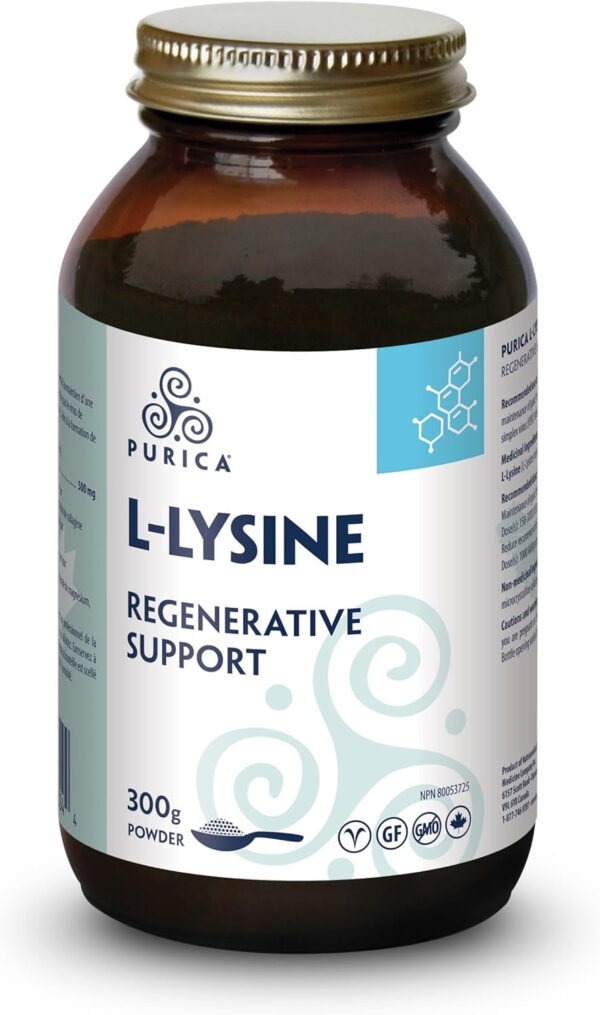 PURICA L-Lysine Powder - 300g - Premium Lysine Supplement for Daily Nutrition Enhancement, Supports Energy Production, Ideal for Cold Sore Management, Pure Lysine Amino Acid for Wellness & Vitality