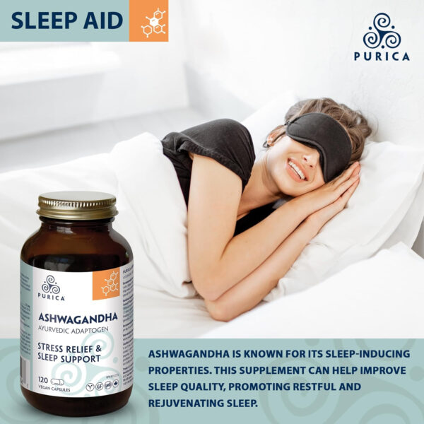 PURICA Ashwagandha with Sensoril - Natural and Organic Stress Relief Supplement, Ideal for Men and Women, 120 Vegan Capsules - Image 6