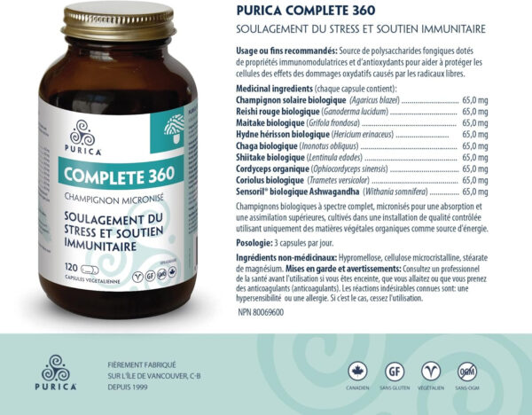 PURICA Complete 360 Micronized Mushroom Blend - 120 Vegan Capsules - Daily Wellness Support with Cordyceps, Turkey Tail, Ashwagandha, Organic Sun Mushroom, Red Reishi, Maitake, Lion's Mane, Chaga, Shiitake - Image 8