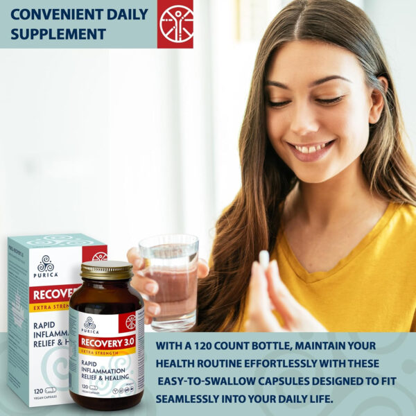 PURICA Recovery 3.0 Extra Strength - 120 Capsules for Enhanced Healing & Inflammation Support, Magnesium-Rich Formula, Ashwagandha Infused, Vitamin C Enhanced - Image 6
