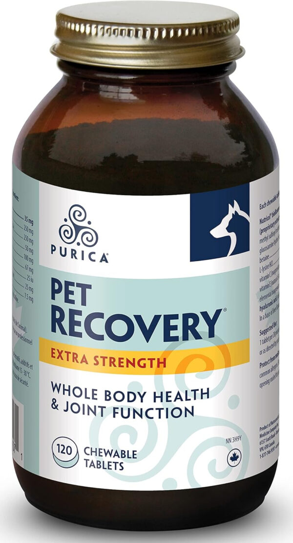 PURICA Pet Recovery X-Strength Chewable Tablets - Premium Dogs & Cats Joint and Hip Supplement - Improves Playfulness and Overall Health - Ideal Dog Supplements for Joint and Hip Support - 120 Count