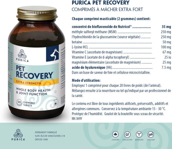 PURICA Pet Recovery X-Strength Chewable Tablets - Premium Dogs & Cats Joint and Hip Supplement - Improves Playfulness and Overall Health - Ideal Dog Supplements for Joint and Hip Support - 120 Count - Image 8