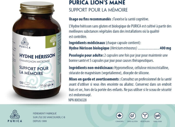 PURICA - Lion's Mane Micronized Mushrooms, 120 Vegan Capsules - Promotes Cognitive Health - Focus and Memory Support - Image 9