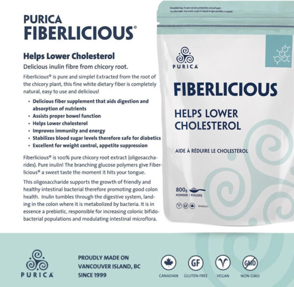 PURICA Fiberlicious - Chicory Root Inulin Fibre 800g - Taste-Free Prebiotic Fiber Powder for Digestive Support, Promotes Beneficial Gut Flora, Made with Pure Chicory Root for Cholesterol Management - Image 5