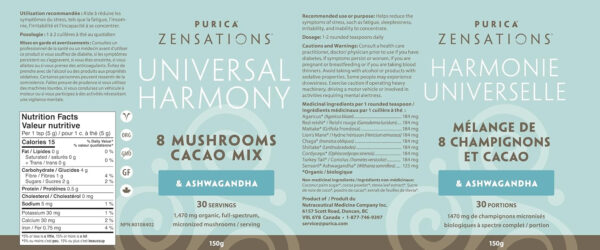 PURICA - Zensations Universal Harmony, 150g Powder - Helps to Promote Healthy Sleep and Support Cardiovascular Health - 8 Mushrooms and Ashwagandha - Cacao Mix - Image 6