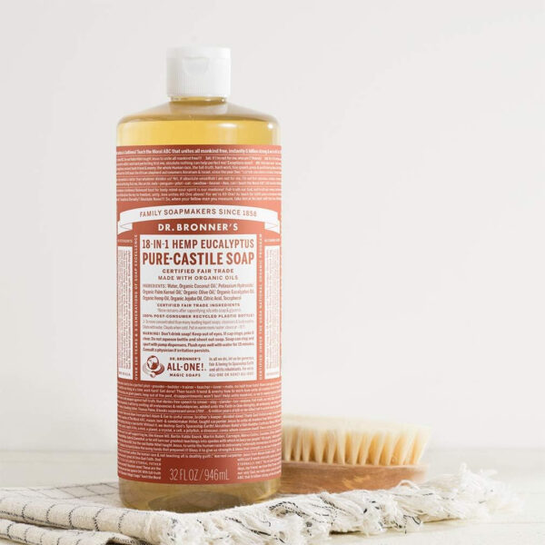 Dr. Bronner's Pure-Castile Liquid Soap, 946 mL (Pack of 1) | Eucalyptus | Organic Oils | 18-in-1 Uses | Face, Body, Hair, Laundry, Pets & Dishes - Image 8