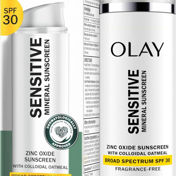 Olay Sensitive Mineral Sunscreen Zinc Oxide Sunscreen Broad Spectrum SPF 30 50 ml (1.7oz)