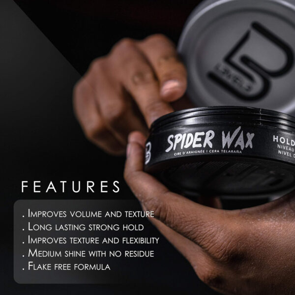 L3VEL3 Spider Wax - Innovative Fiber Formula - Delivers Long Lasting and Strong Hold - Creates Texture and Adds Medium Shine - Provides Messy, Modern Look - Washes Out Easily - Flake Free - 150 ml - Image 3