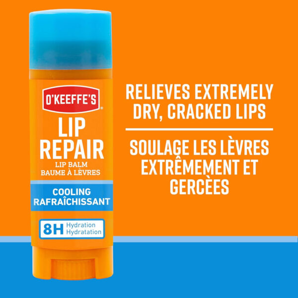 O'Keeffe's Cooling Relief Lip Repair Lip Balm for Dry Cracked Lips, Instant Cooling Relief, Seven Moisturizing Ingredients, Sticks, (Pack of 2), K1710402 - Image 6