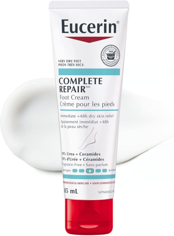EUCERIN Complete Repair Moisturizing Foot Cream for Very Dry, Rough Skin | Feet Cream, 85mL | 10% Urea Cream | Ceramide Cream | Dry Skin Cream | Fragrance-free Cream | Non-Greasy Cream | Recommended by Dermatologists