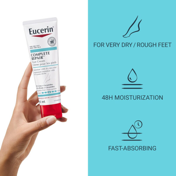 EUCERIN Complete Repair Moisturizing Foot Cream for Very Dry, Rough Skin | Feet Cream, 85mL | 10% Urea Cream | Ceramide Cream | Dry Skin Cream | Fragrance-free Cream | Non-Greasy Cream | Recommended by Dermatologists - Image 3