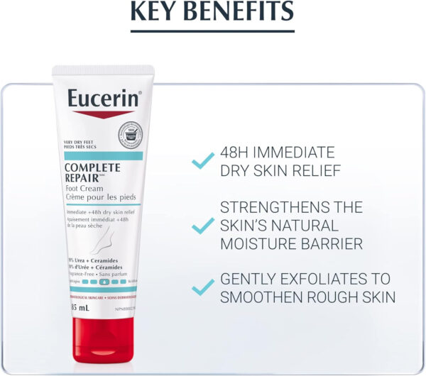 EUCERIN Complete Repair Moisturizing Foot Cream for Very Dry, Rough Skin | Feet Cream, 85mL | 10% Urea Cream | Ceramide Cream | Dry Skin Cream | Fragrance-free Cream | Non-Greasy Cream | Recommended by Dermatologists - Image 6