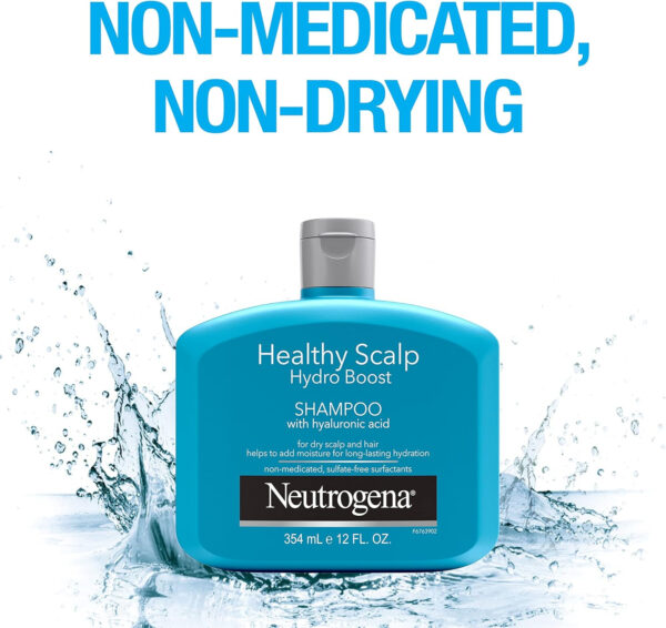 Neutrogena Moisturizing Healthy Scalp Hydro Boost Shampoo for Dry Hair and Scalp, with Hydrating Hyaluronic Acid, pH-Balanced, Paraben & Phthalate-Free, Color-Safe, 354 ml - Image 9