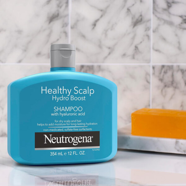 Neutrogena Moisturizing Healthy Scalp Hydro Boost Shampoo for Dry Hair and Scalp, with Hydrating Hyaluronic Acid, pH-Balanced, Paraben & Phthalate-Free, Color-Safe, 354 ml - Image 10