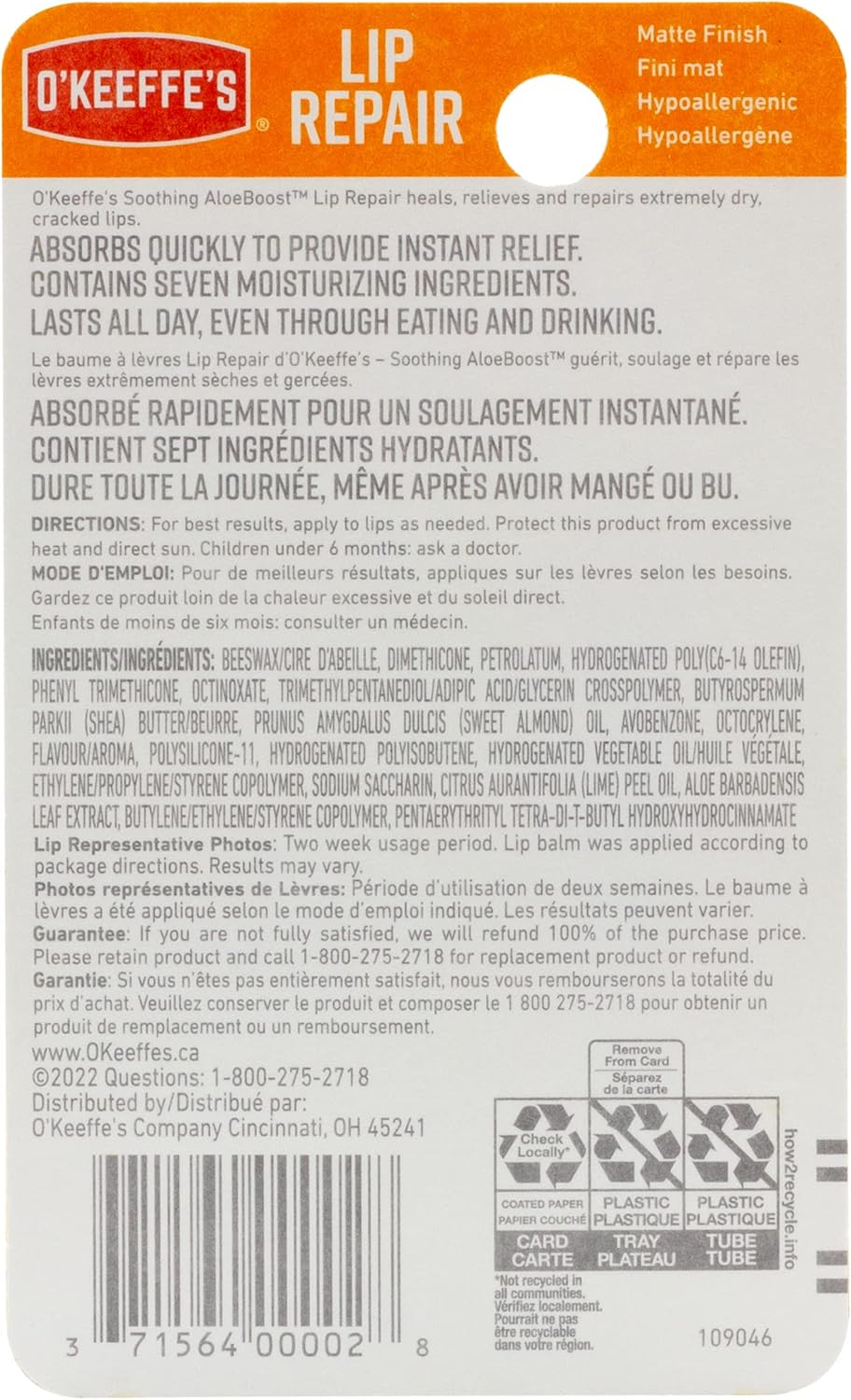 O'Keeffe's Lip Repair 8 Hour Hydration, Soothing Aloeboost, Citrus Infused, Lip Balm for Dry Cracked Lips, Stick, 0.15 oz / 4.2 g, (Pack of 1), K1900002 - Image 3
