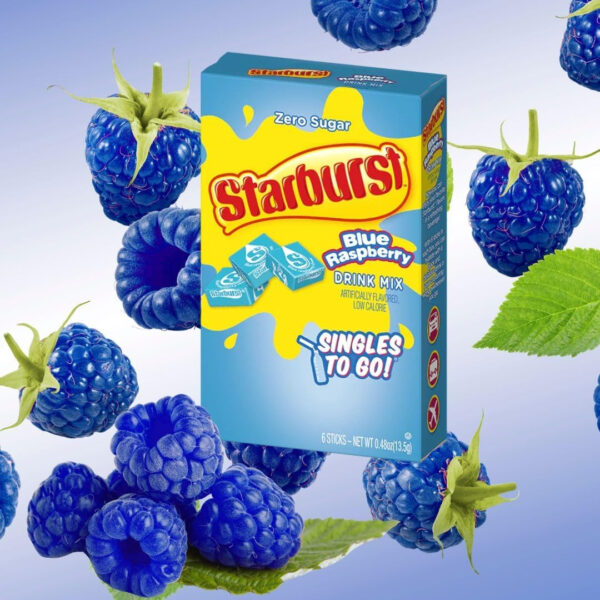 Starburst Zero Sugar Drink Mix Singles On The Go, 3 Boxes Of Blue Raspberry 6 Singles In Each Box 18 drinks In Total. (Packaging May Vary) - Image 4