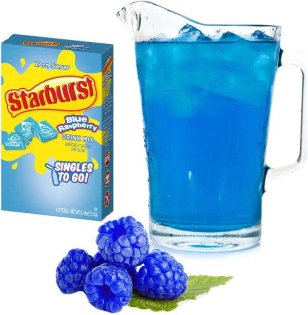 Starburst Zero Sugar Drink Mix Singles On The Go, 3 Boxes Of Blue Raspberry 6 Singles In Each Box 18 drinks In Total. (Packaging May Vary) - Image 5