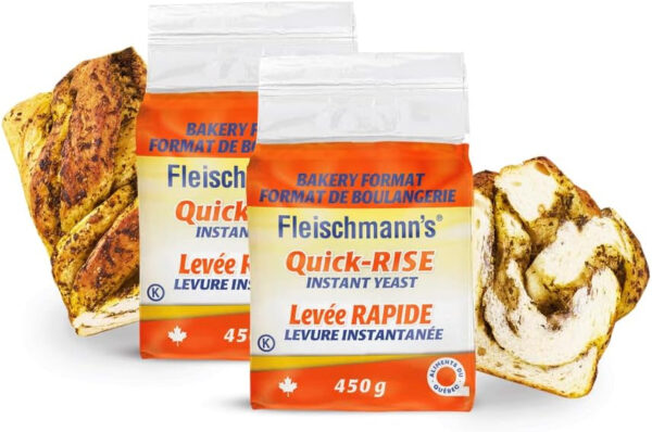 Fleischmann’s Quick-Rise Instant Yeast, Bread Mixes, One Rest and Rise, Bakery Format, 2 x 450-gram brick