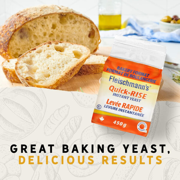 Fleischmann’s Quick-Rise Instant Yeast, Bread Mixes, One Rest and Rise, Bakery Format, 2 x 450-gram brick - Image 7