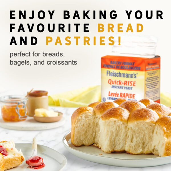 Fleischmann’s Quick-Rise Instant Yeast, Bread Mixes, One Rest and Rise, Bakery Format, 2 x 450-gram brick - Image 8
