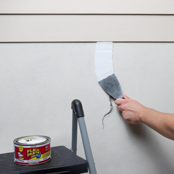 Flex Paste - All Purpose Rubberized Waterproof Paste Indoor & Outdoor Repairs Spread, Shape, Form & Seal Gaps, Cracks, Holes Paintable Great for Roofs, Foundation, Drywall, White, 1 lb (454 g) - Image 8