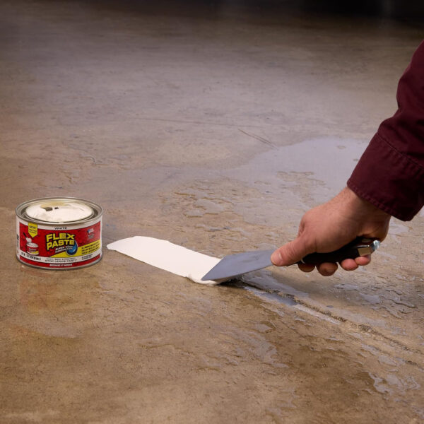 Flex Paste - All Purpose Rubberized Waterproof Paste Indoor & Outdoor Repairs Spread, Shape, Form & Seal Gaps, Cracks, Holes Paintable Great for Roofs, Foundation, Drywall, White, 1 lb (454 g) - Image 10