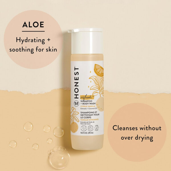 The Honest Company 2-in-1 Cleansing Shampoo + Body Wash | Gentle for Baby | Naturally Derived, Tear-free, Hypoallergenic | Citrus Vanilla Refresh, 18 fl oz - Image 3