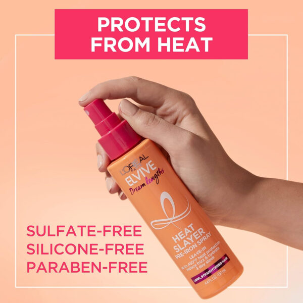 L'Oreal Paris Elvive Dream Lengths Heat Slayer Pre-Iron Spray Leave-In, 4.4 Ounce - Image 5