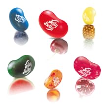 Image of 6 fruit flavored Jelly Belly Jelly Beans including Blueberry, Watermelon, and Peach 