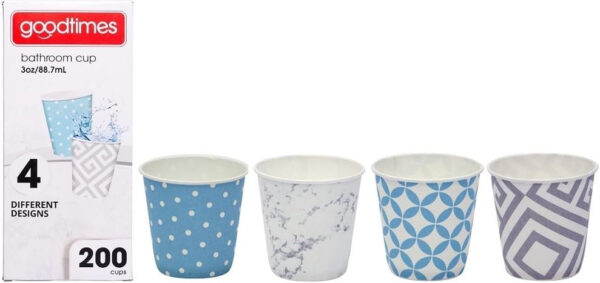 Goodtimes Bathroom Paper Cold Cups, 3 oz 200ct, Assorted designs (1, Contemporary Themed)