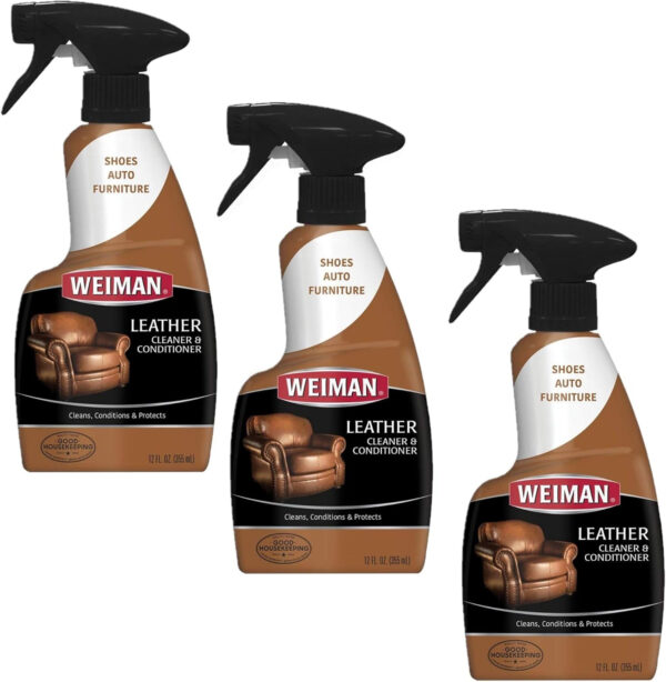 Weiman Leather Cleaner and Conditioner UV Protection Help Prevent Cracking or Fading For Leather Couch Car Seat Shoe Purse - 12 Ounces - Image 2