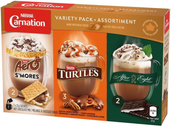Carnation Hot Chocolate, Variety Pack, Aero, Turtles, After Eight (7ct x 25g) sachets, Imported from Canada) - Image 5