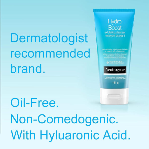 Neutrogena Hydro Boost Exfoliating Face Scrub - Hyaluronic Acid and AHA - Face Cleanser - Non-Comedogenic - 141g - Image 4