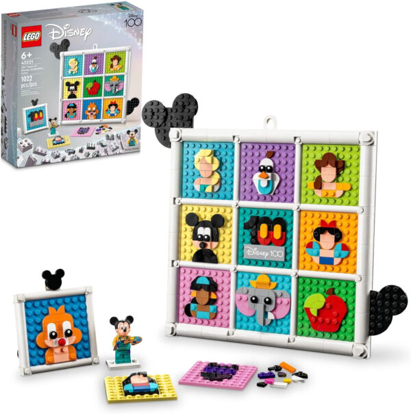 LEGO Disney 100 Years of Disney Animation Icons 43221 Buildable Disney Toy with Mickey Mouse Minifigure, Disney Classic Wall Art, Fun Toys for Kids Ages 6+