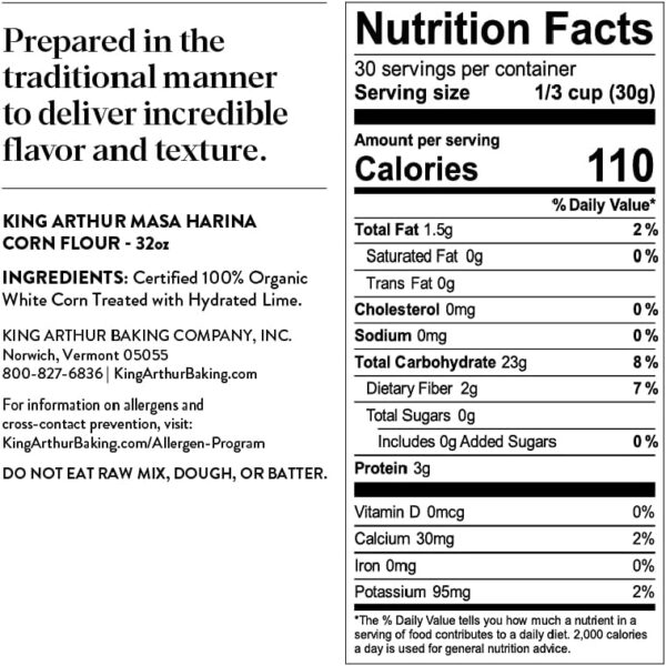 King Arthur Organic Masa Harina: Premium Corn Flour for Authentic Tortillas & Tamales - Non-GMO, Gluten-Free, Finely Ground White Corn Meal - American-Grown, Traditional Process - 2 lbs - Image 9