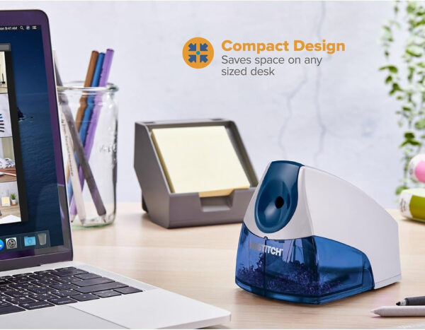 Bostitch Office Personal Electric Pencil Sharpener, Powerful Stall-Free Motor, High Capacity Shavings Tray, Blue - Image 4