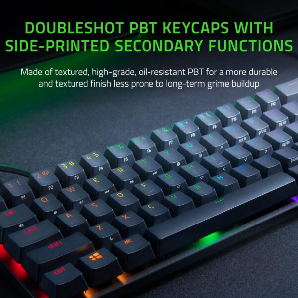 Razer Huntsman Mini 60% Gaming Keyboard: Fast Keyboard Switches - Clicky Optical Switches - Chroma RGB Lighting - PBT Keycaps - Onboard Memory - Razer Snap Tap - Black - Image 4
