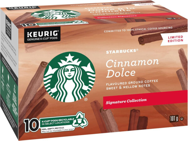 Starbucks Signature Collection Cinnamon Dolce Flavoured Ground Coffee K-Cup Pods, 10 Count Box, 101 gram - Image 5