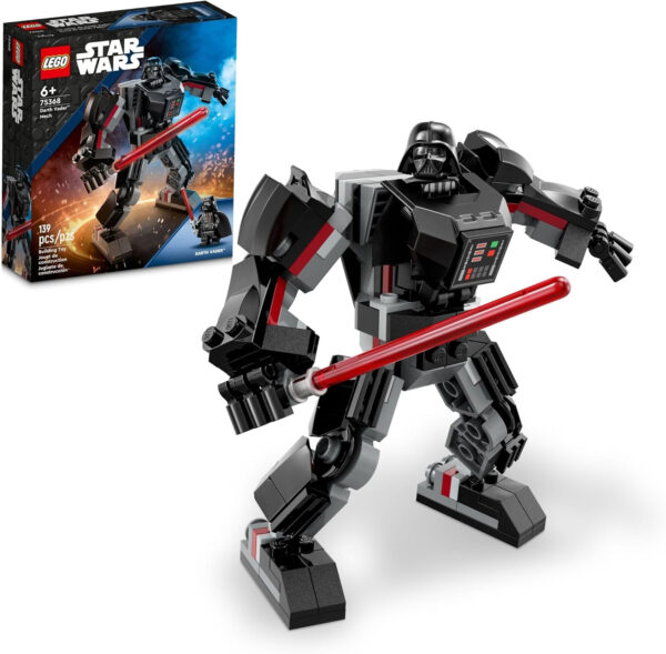LEGO Star Wars Darth Vader Mech 75368 Buildable Star Wars Action Figure, This Collectible Star Wars Toy for Kids Ages 6 and Up Features an Opening Cockpit, Buildable Lightsaber and 1 LEGO Minifigure