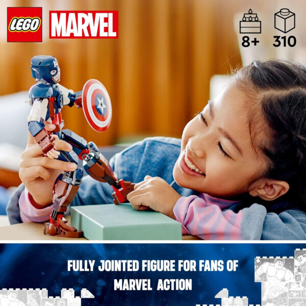 LEGO Marvel Captain America Construction Figure 76258 Buildable Marvel Action Figure, Posable Marvel Collectible with Attachable Shield for Play and Display, Avengers Toy for Boys and Girls Ages 8-12 - Image 3