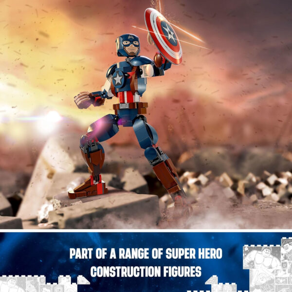 LEGO Marvel Captain America Construction Figure 76258 Buildable Marvel Action Figure, Posable Marvel Collectible with Attachable Shield for Play and Display, Avengers Toy for Boys and Girls Ages 8-12 - Image 7